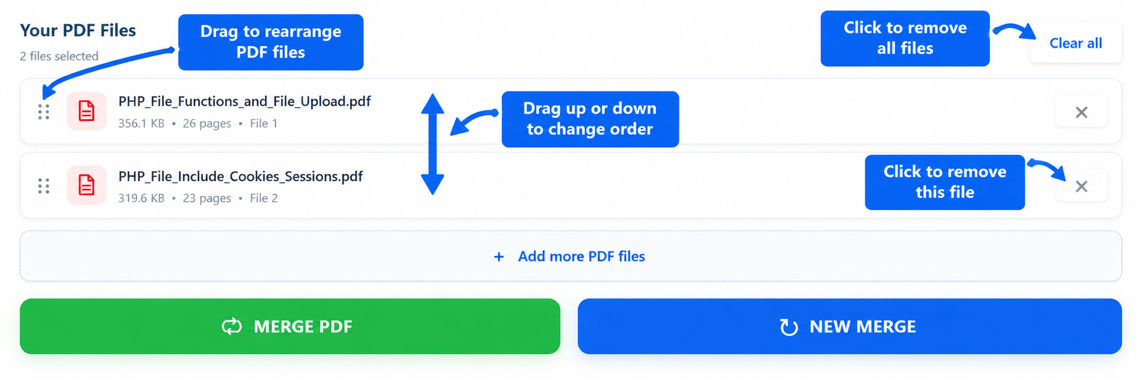 Arrange PDF files in the correct order before merging