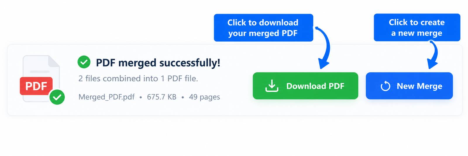 Download the merged PDF file after combining documents