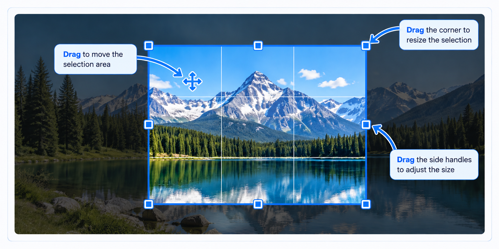 Select the area of an image to crop using the JPGJoin crop tool