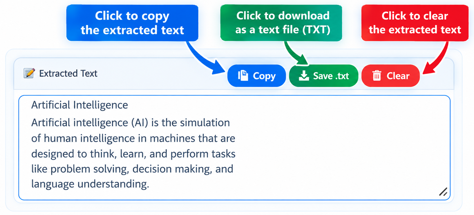 Copy or download extracted text after converting an image to text