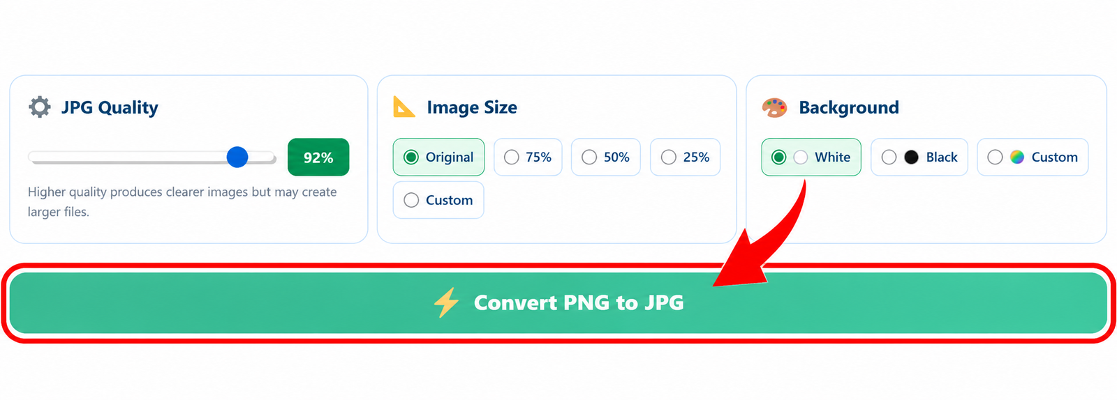 Convert PNG images to JPG format online