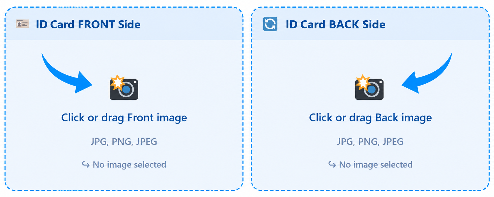 Upload front and back ID card images to merge ID card online