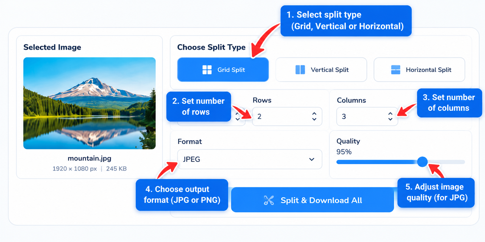 Choose how to split an image in JPGJoin