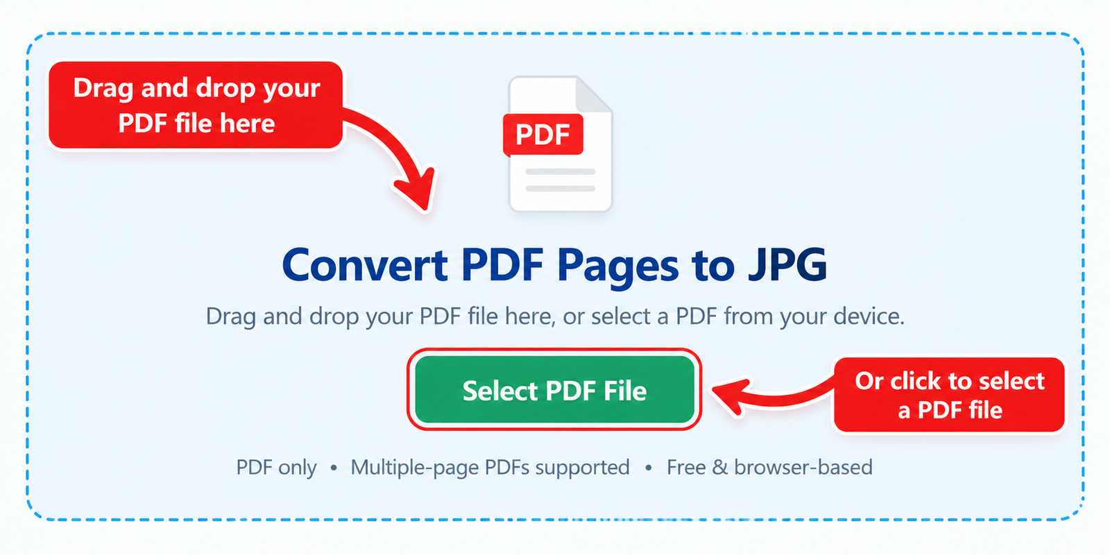 Upload a PDF file to the PDF to JPG converter